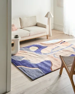 Tappeto ALMORA Beige/ Blu 160 x 230 cm Viscosa