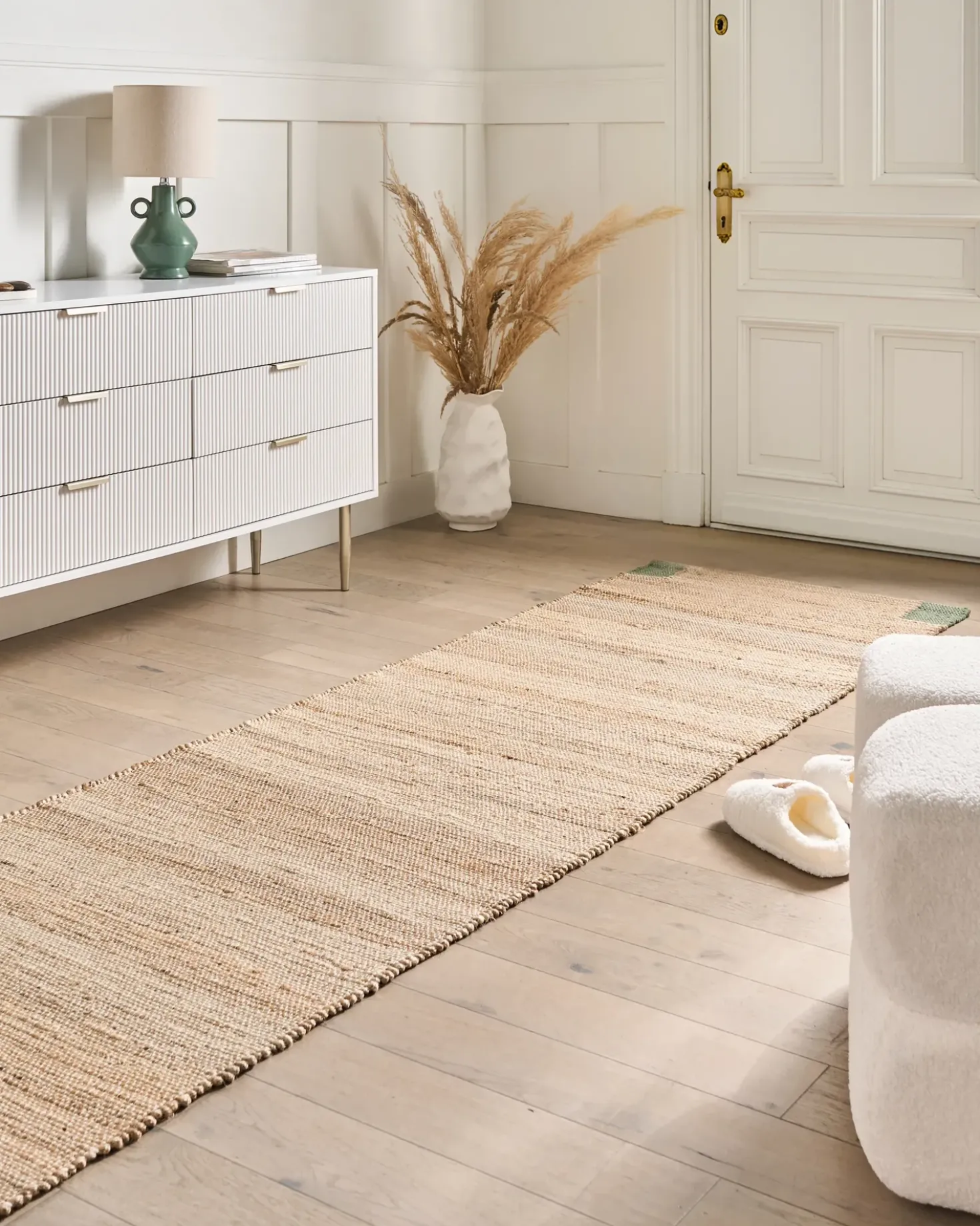 Tappeto AMRAVATI Beige/Verde 80 x 300 cm Iuta