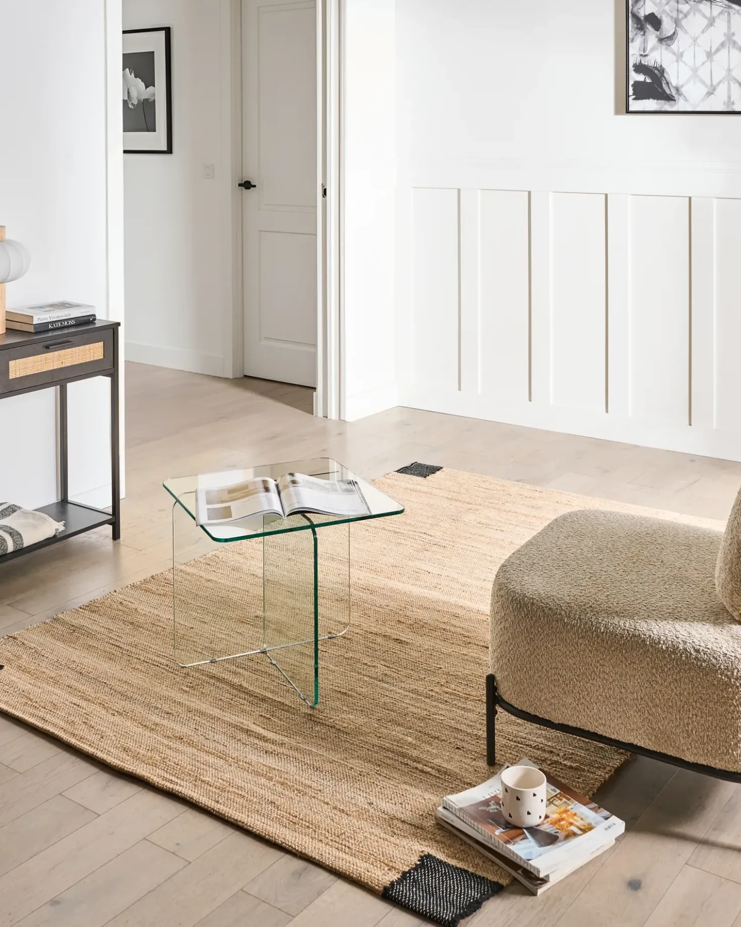 Tappeto AMRAVATI Nero/Beige 160 x 230 cm Iuta