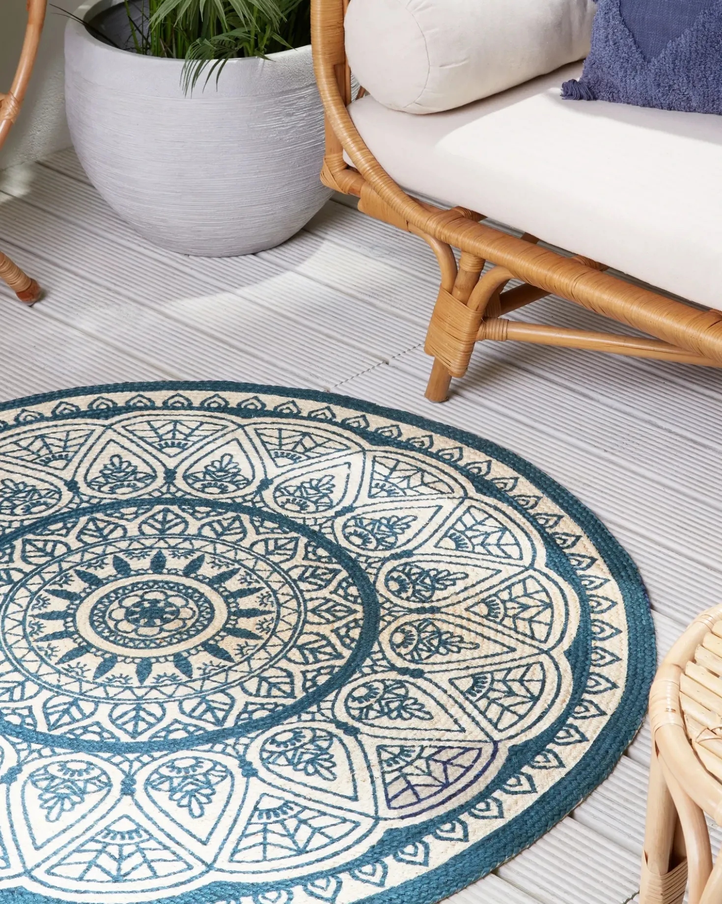 Tappeto ANADERE Blu ø 120 cm Iuta
