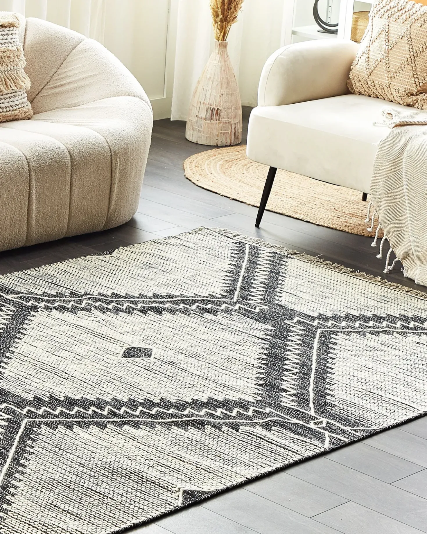 Tappeto ARBAA Nero 160 x 230 cm Cotone