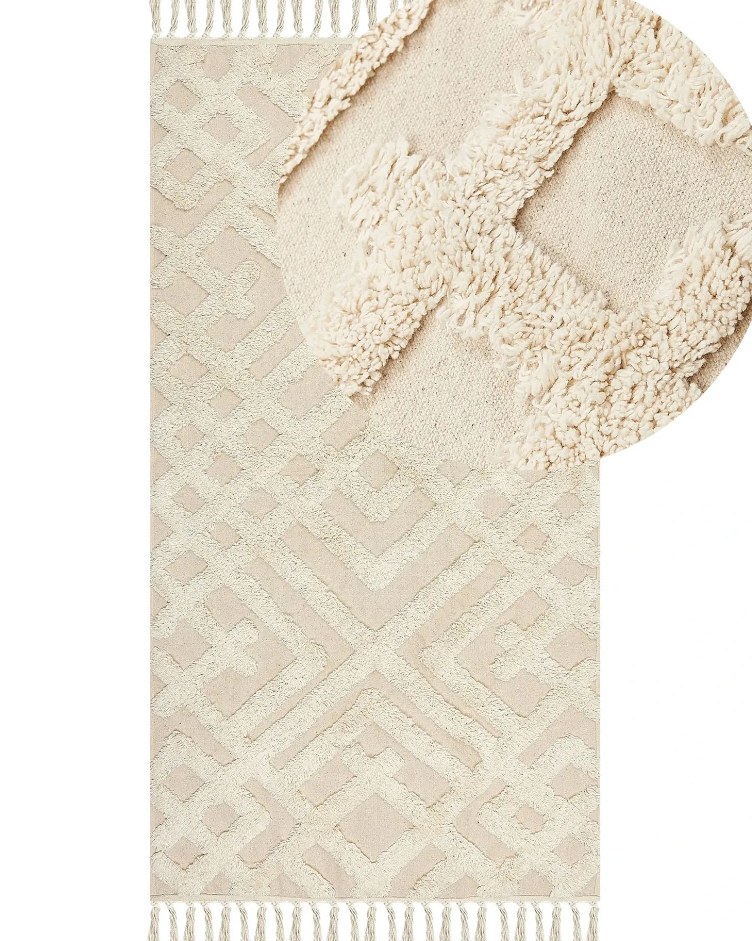 Tappeto ARDAHAN Beige 80 x 150 cm Cotone