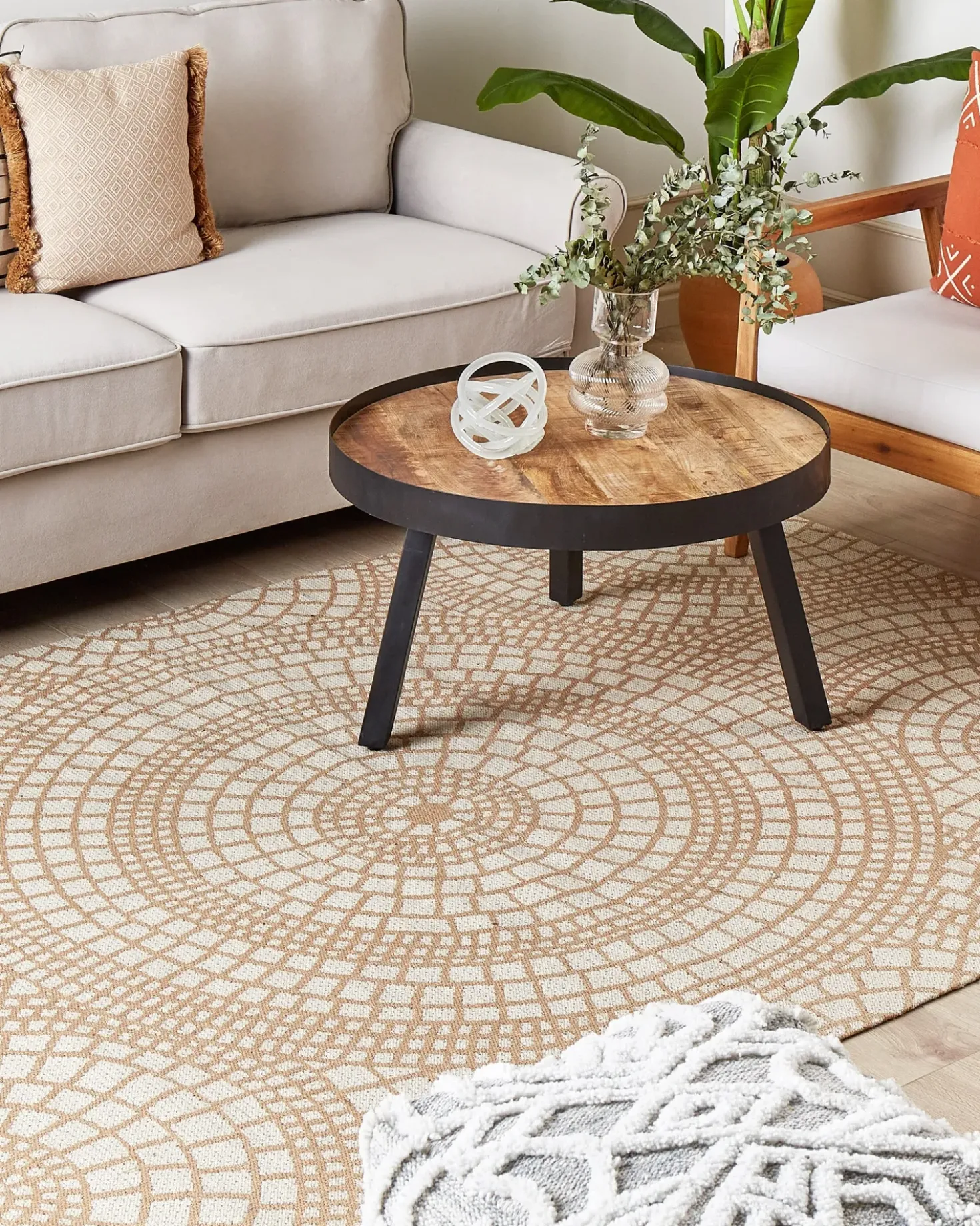 Tappeto ARIBA Bianco Beige 160 x 230 cm Iuta
