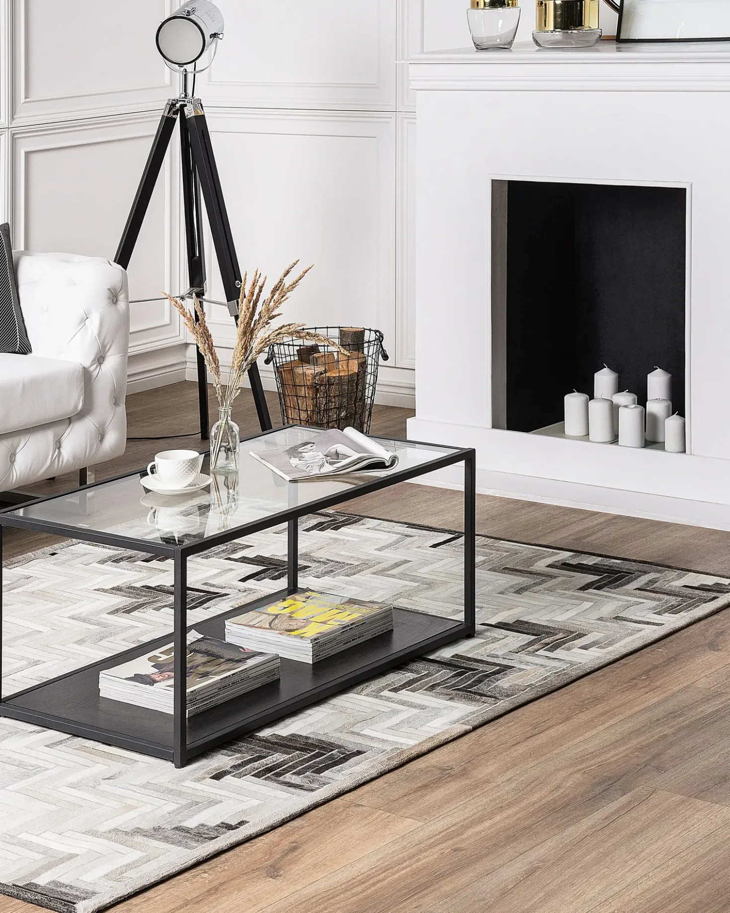 Tappeto ARSUZ Grigio 140 x 200 cm Pelle naturale