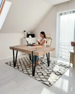 Tappeto AYDIN Grigio 160 x 230 cm Pelle naturale