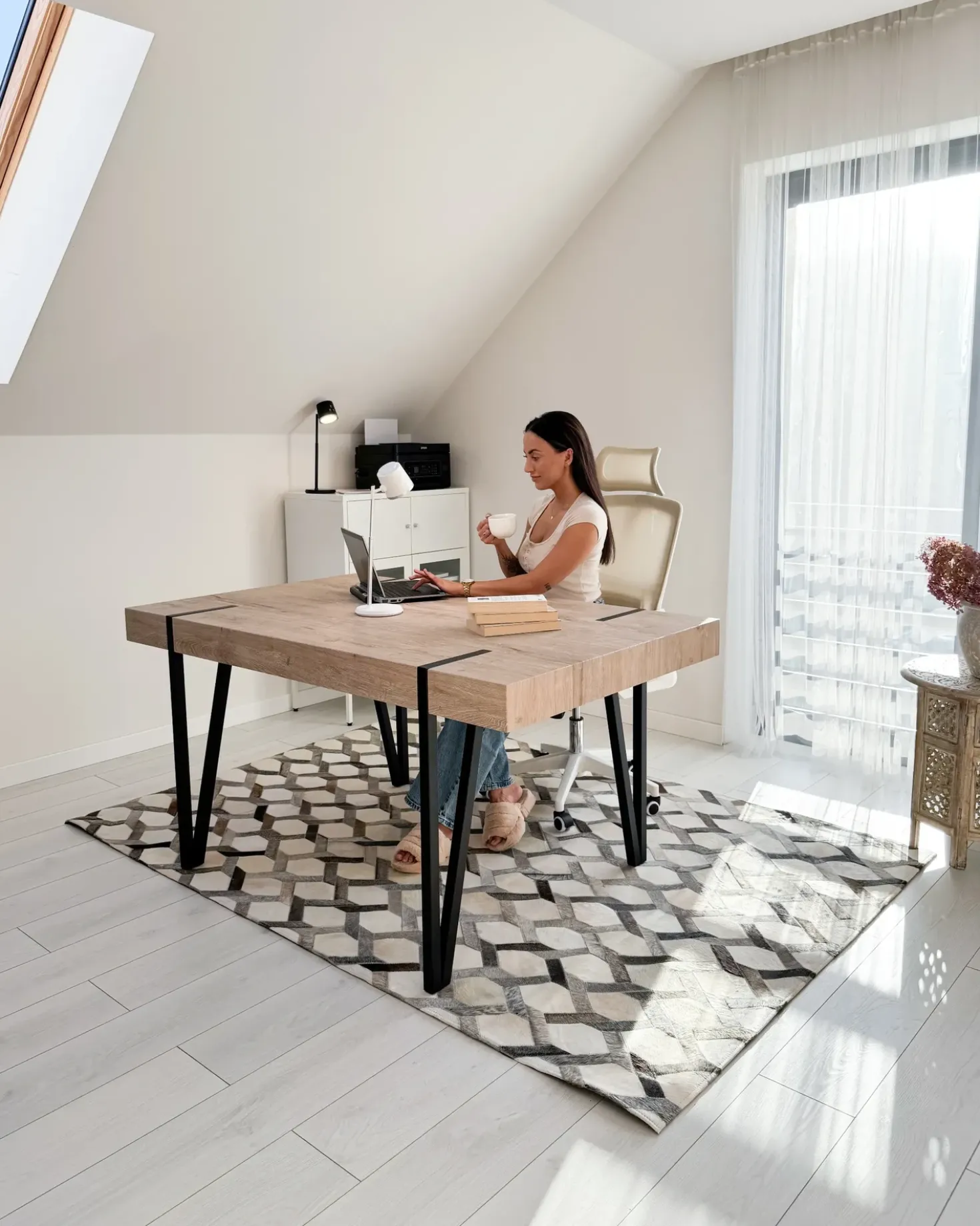 Tappeto AYDIN Grigio 160 x 230 cm Pelle naturale