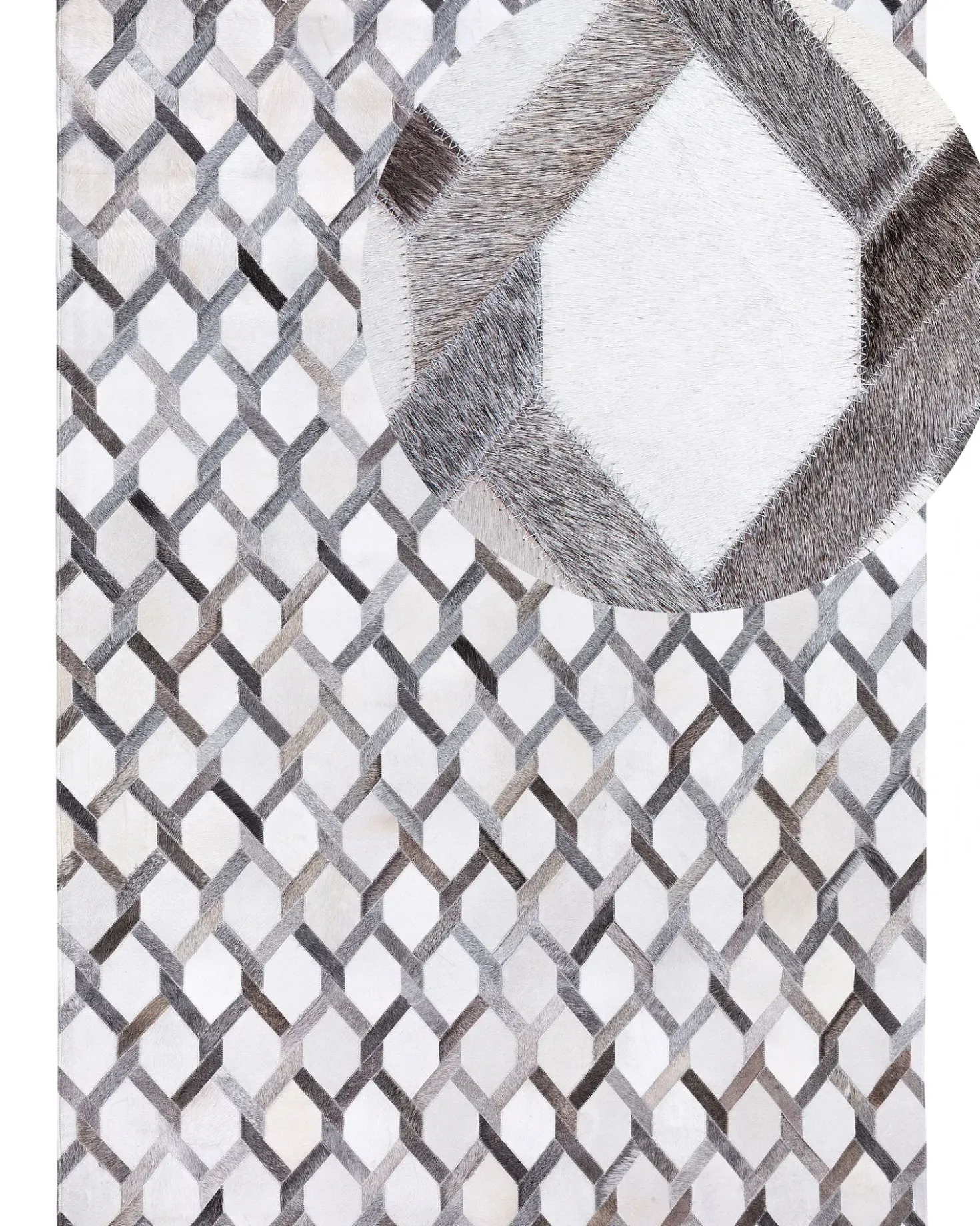 Tappeto AYDIN Grigio 160 x 230 cm Pelle naturale