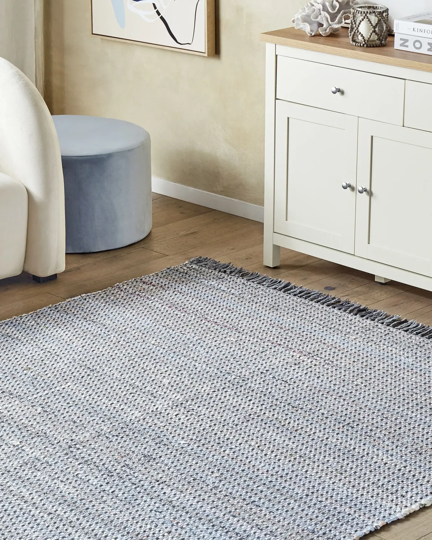 Tappeto BESNI Grigio 160 x 230 cm Cotone