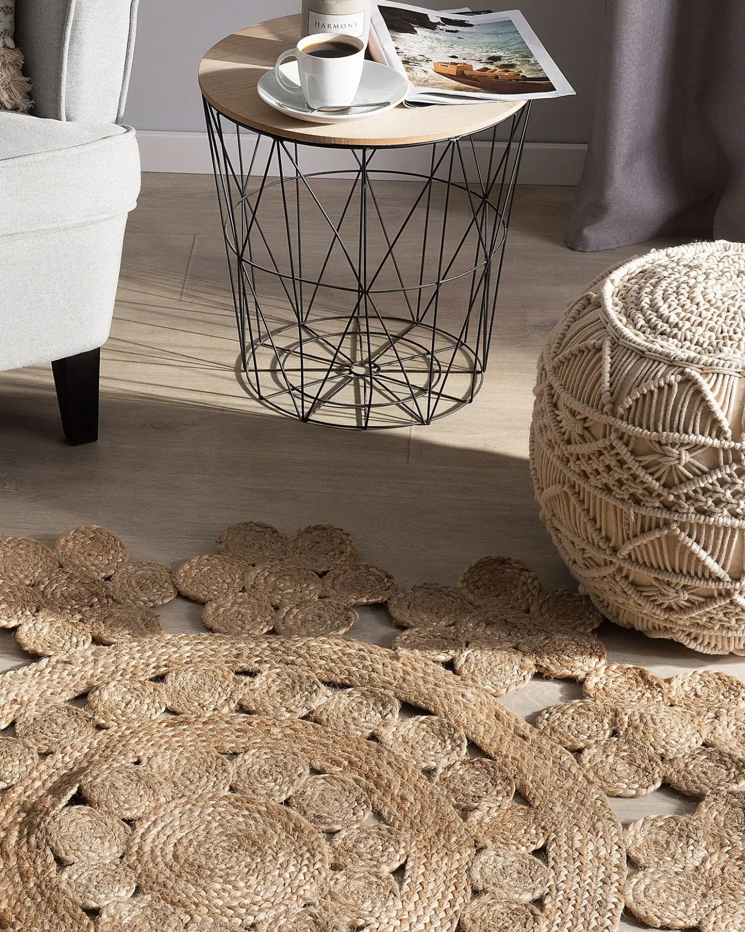Tappeto BIRECIK Beige ø 120 cm Iuta