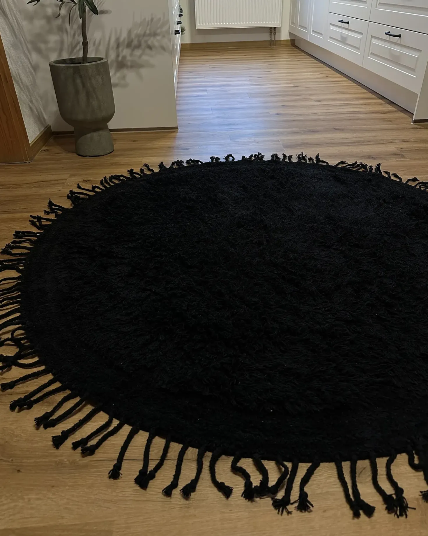 Tappeto BITLIS Nero ø 140 cm Cotone