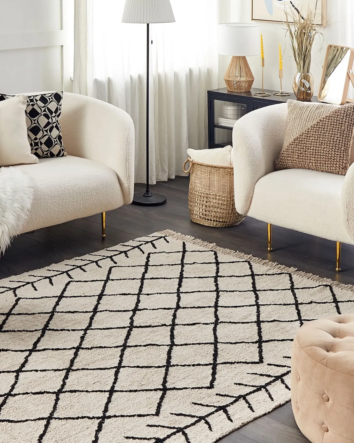 Tappeto BOZKIR Beige 160 x 230 cm Cotone