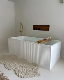Tappeto da bagno CANBAR Beige chiaro 150 x 60 cm Cotone