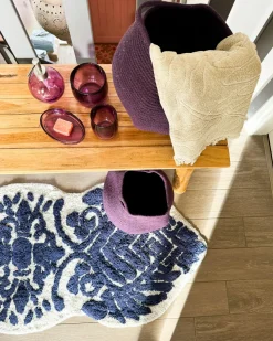 Tappeto da bagno CANBAR Blu marino 150 x 60 cm Cotone