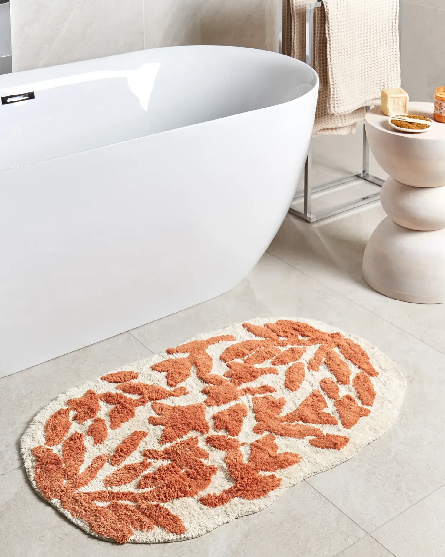 Tappeto da bagno DERIK Arancione 60 x 90 cm Cotone
