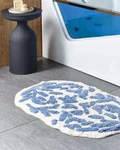 Tappeto da bagno DERIK Blu 60 x 90 cm Cotone