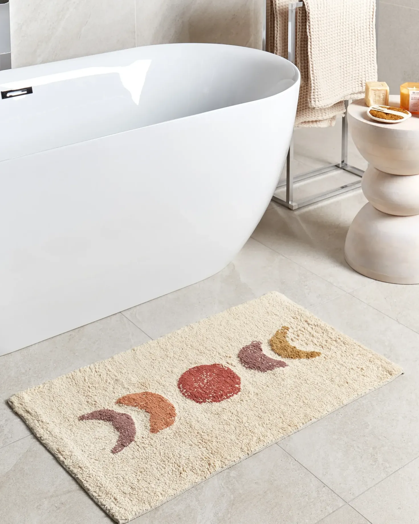 Tappeto da bagno ESME Beige 50 x 80 cm Cotone