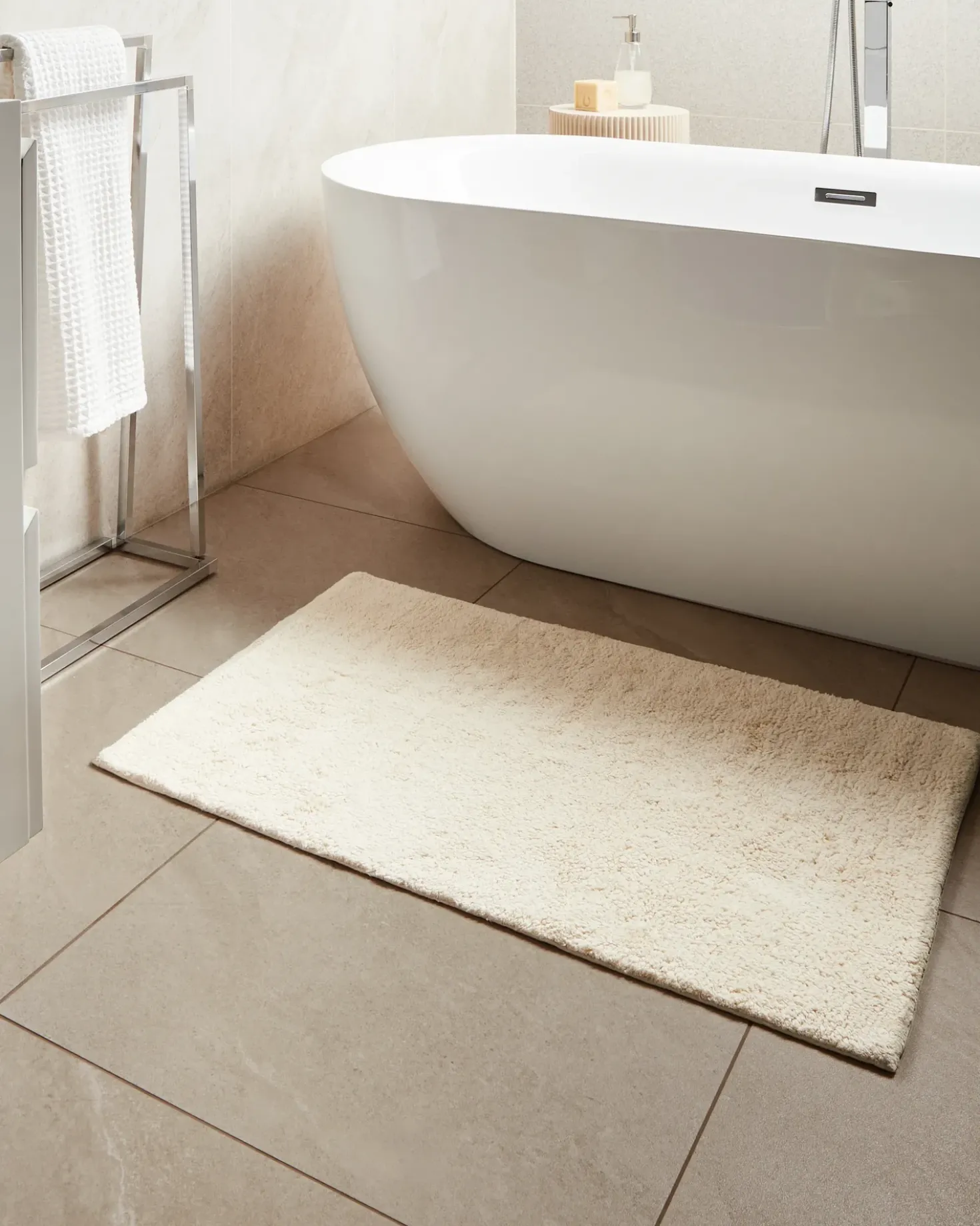 Tappeto da bagno GOELA Bianco sporco 60 x 90 cm Cotone