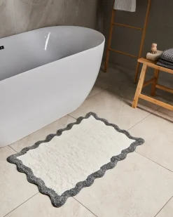 Tappeto da bagno NANGAL Grigio/Beige 60 x 90 cm Cotone