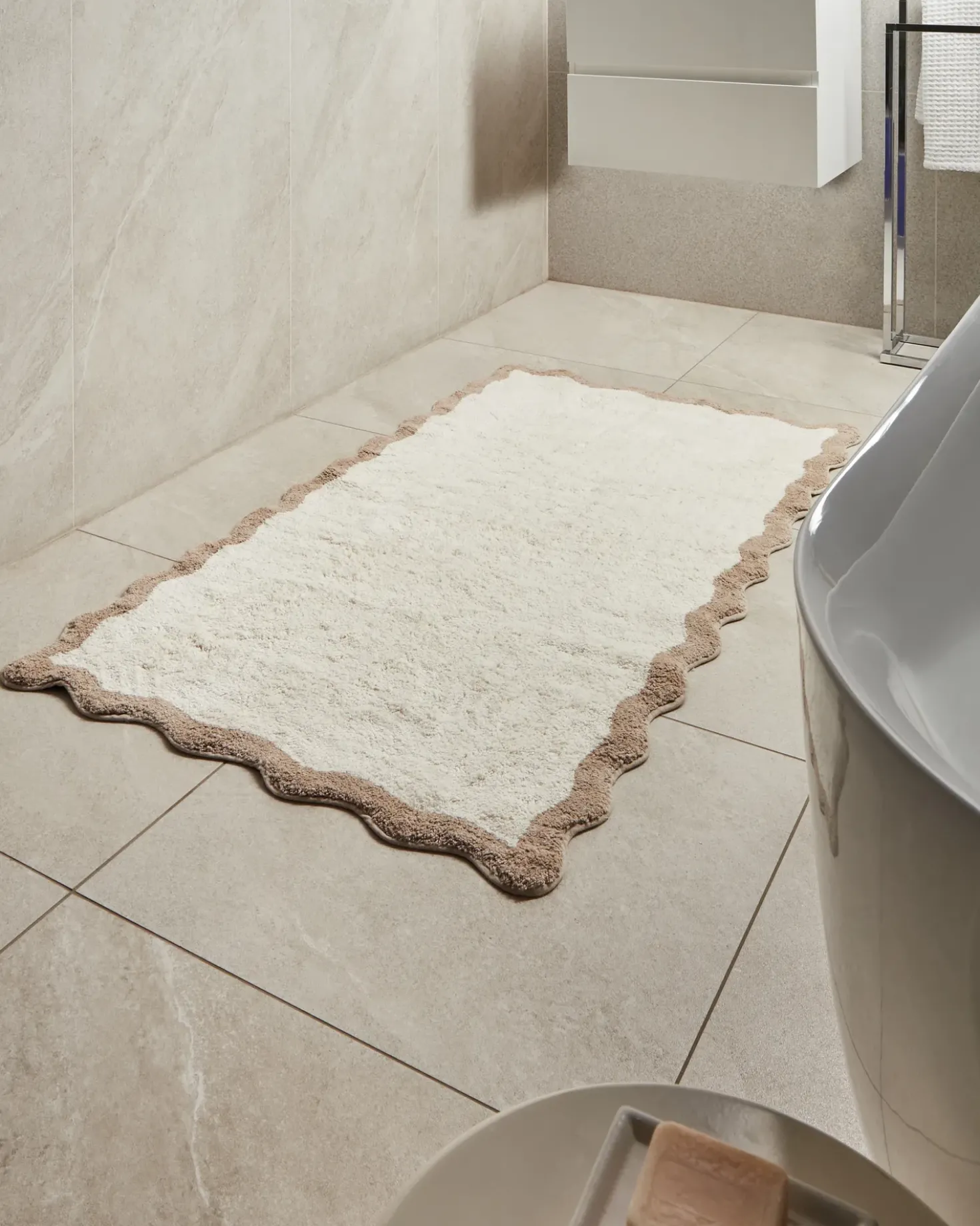 Tappeto da bagno NANGAL Marrone/Beige 80 x 150 cm Cotone