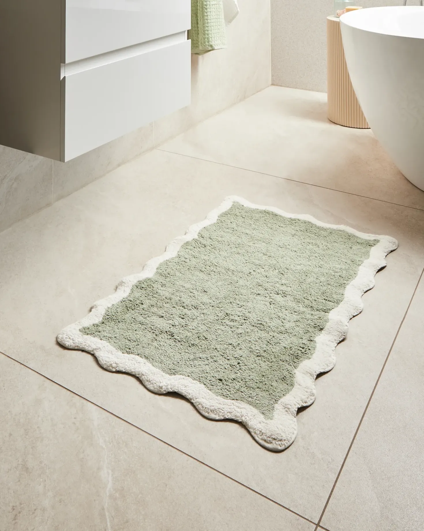Tappeto da bagno NANGAL Verde 60 x 90 cm Cotone