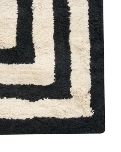 Tappeto da bagno RISALU Nero/Beige 60 x 90 cm Cotone