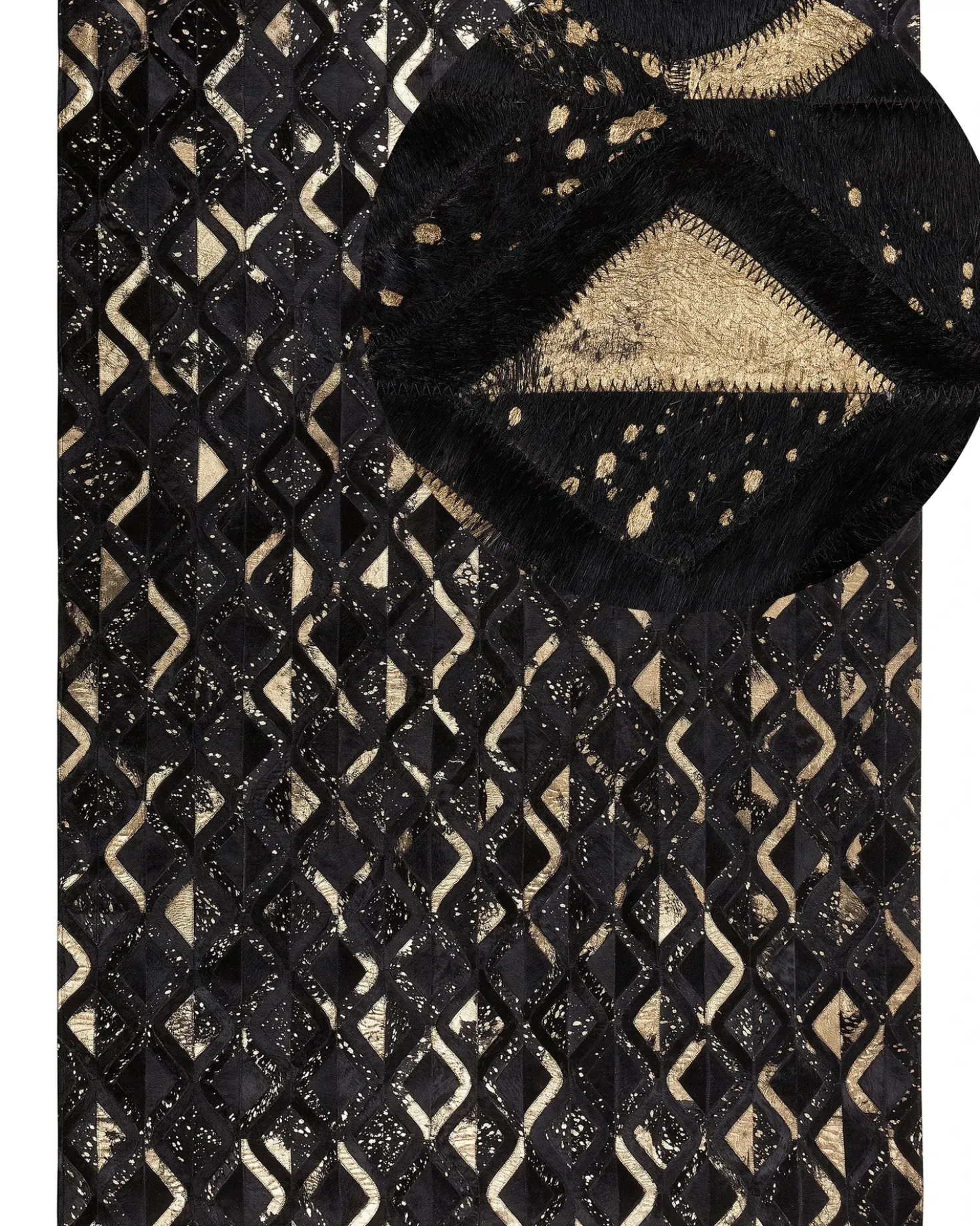 Tappeto DEVELI Nero 140 x 200 cm Pelle naturale