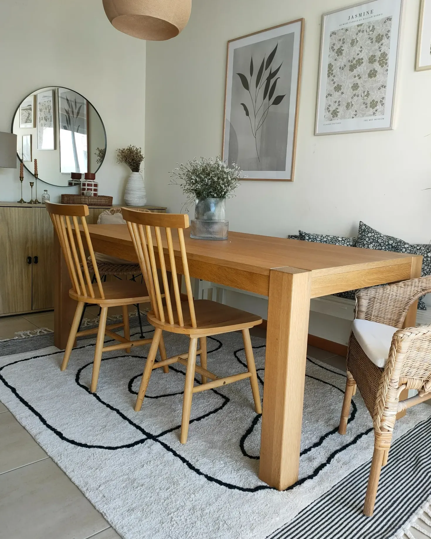 Tappeto DOKUZ Beige 140 x 200 cm Cotone