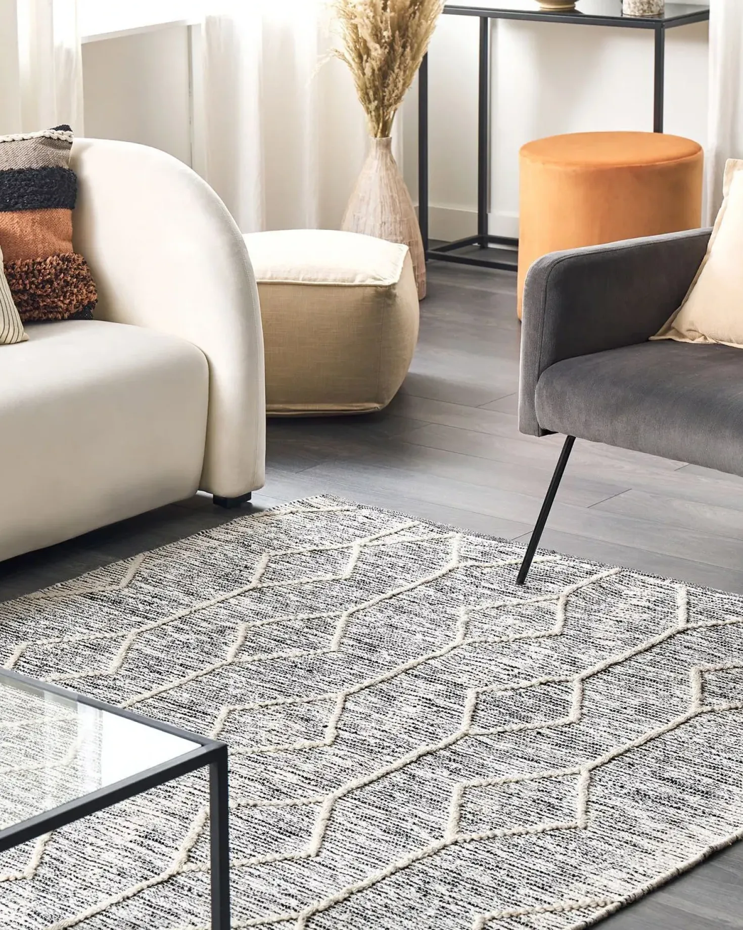 Tappeto EDREMIT Grigio 140 x 200 cm Cotone