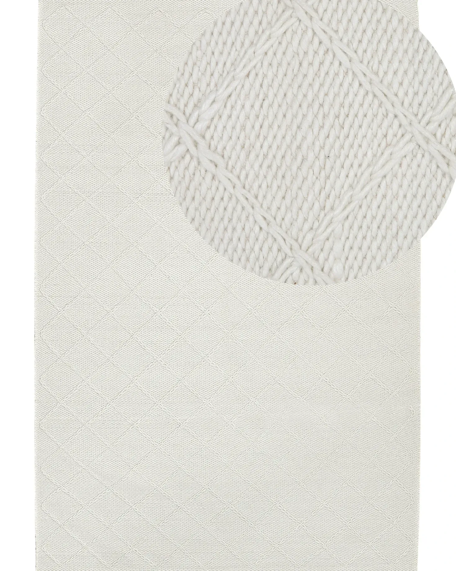 Tappeto ELLEK Bianco 160 x 230 cm Lana