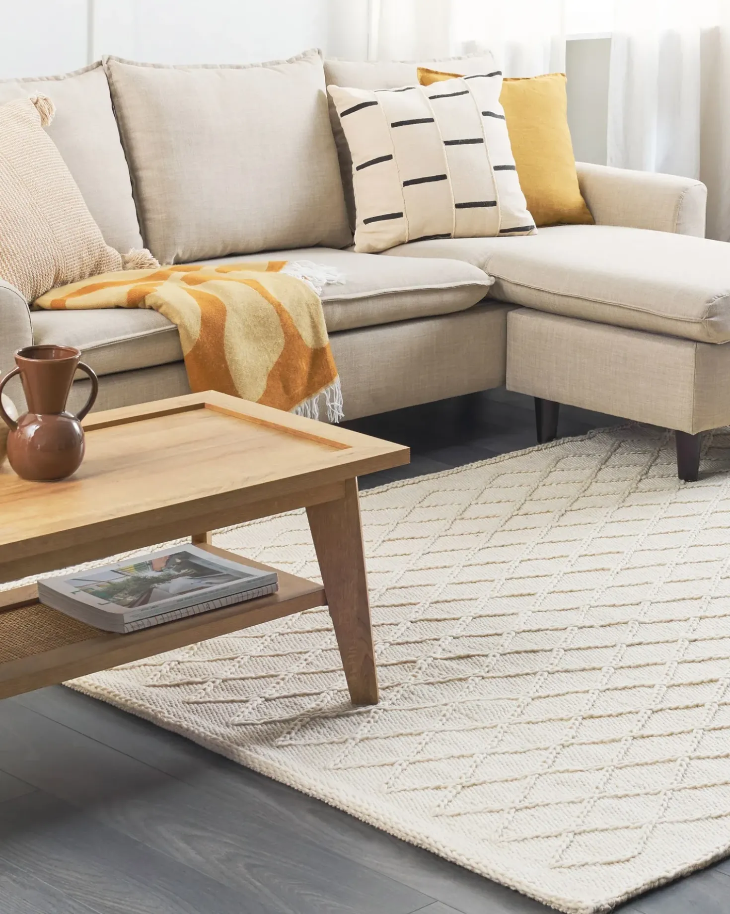 Tappeto ERZIN Bianco sporco 160 x 230 cm