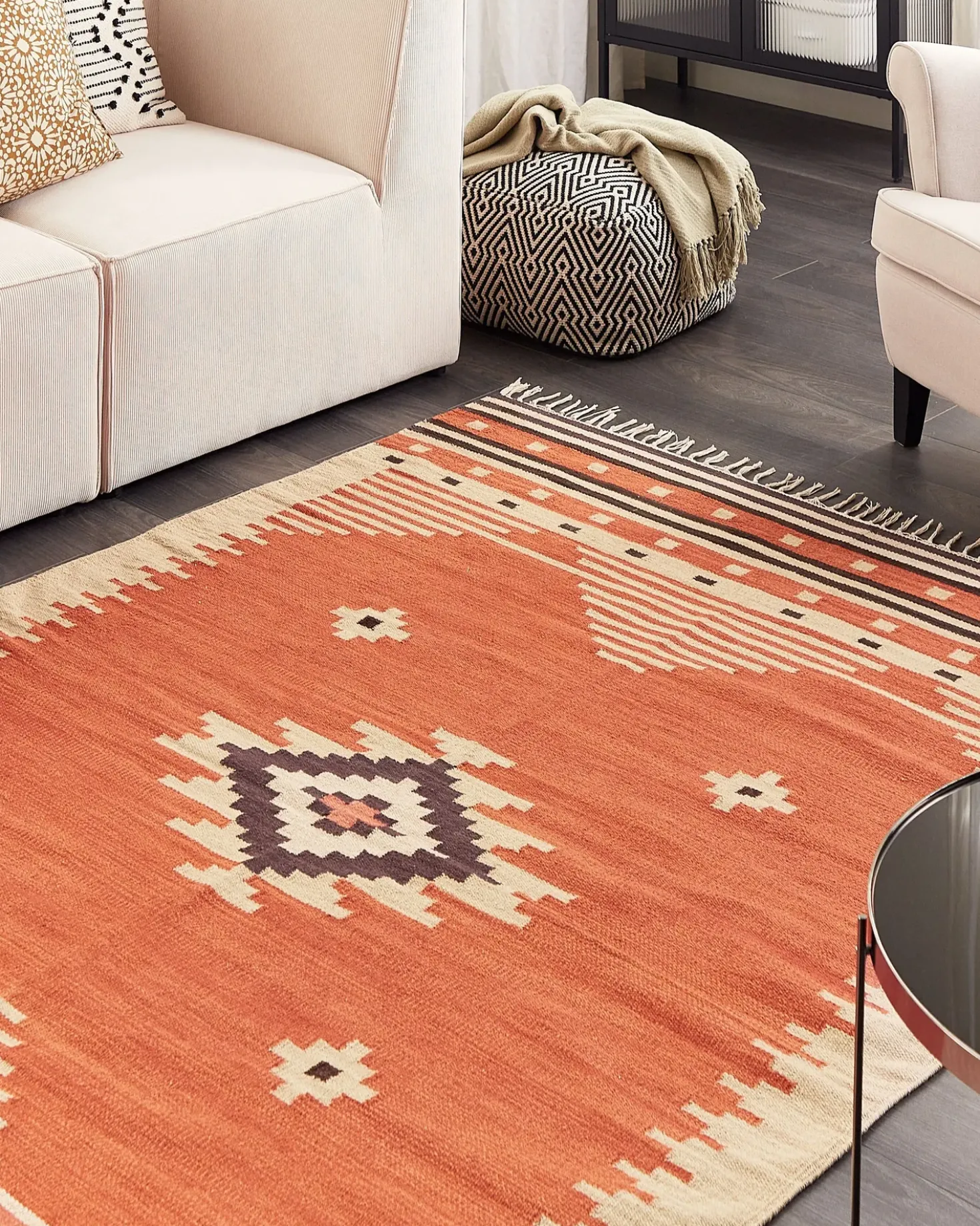 Tappeto GAVAR Arancione 160 x 230 cm Cotone Kilim