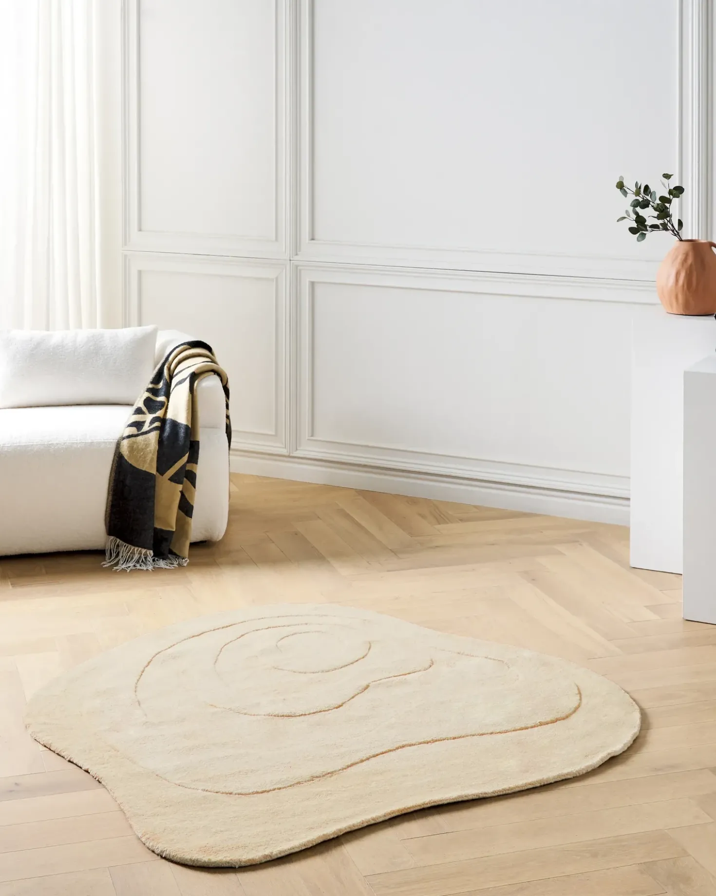 Tappeto GORANO Beige chiaro 160 x 160 cm Viscosa