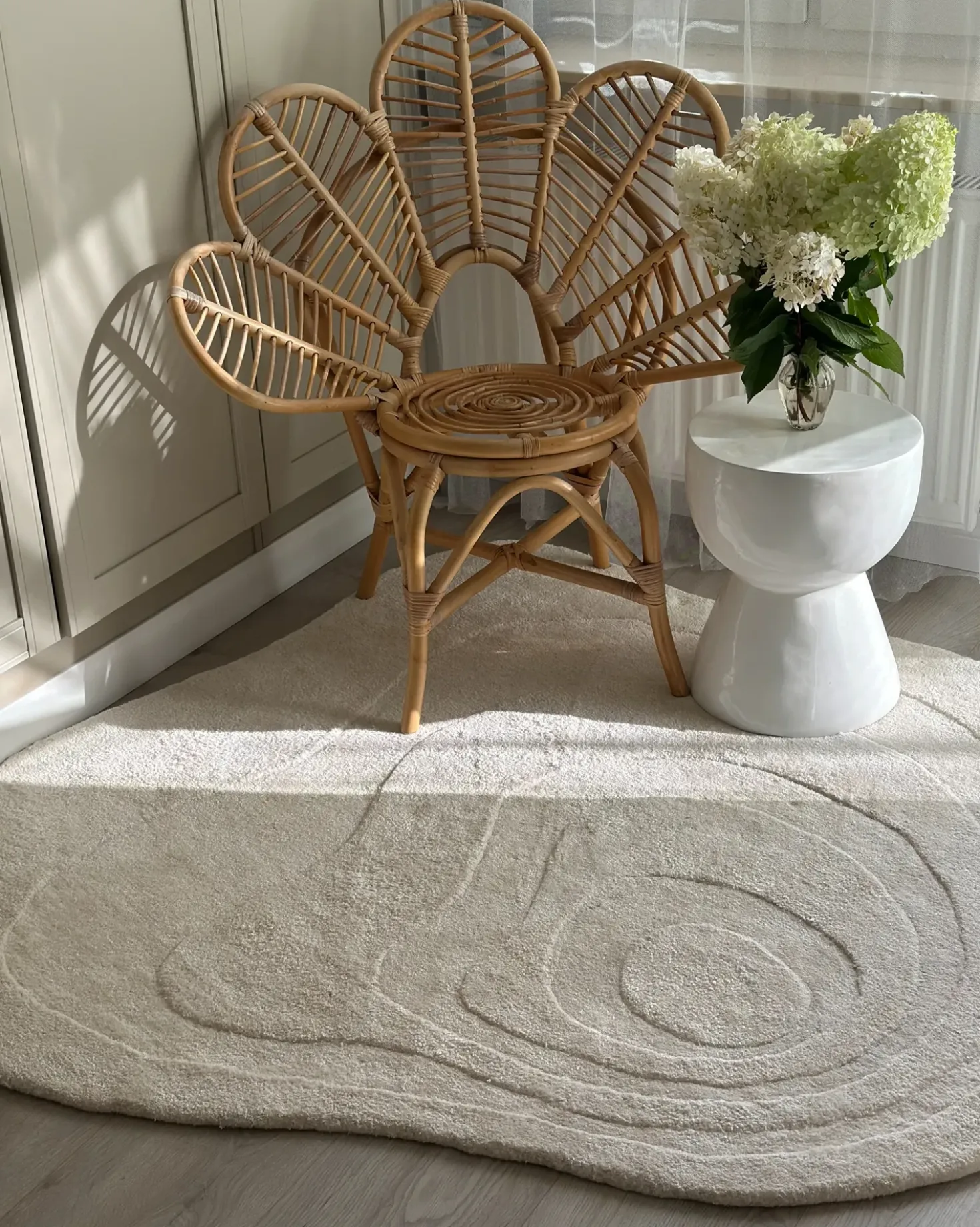 Tappeto GORANO Beige chiaro 160 x 160 cm Viscosa