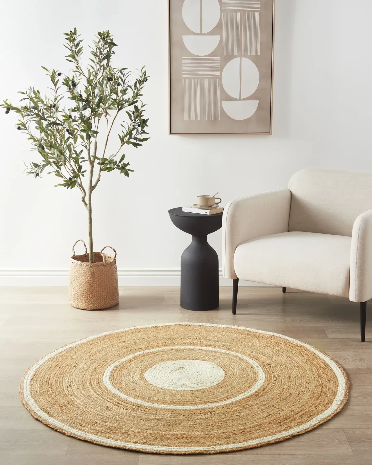 Tappeto HALFELI Beige ø 140 cm Iuta