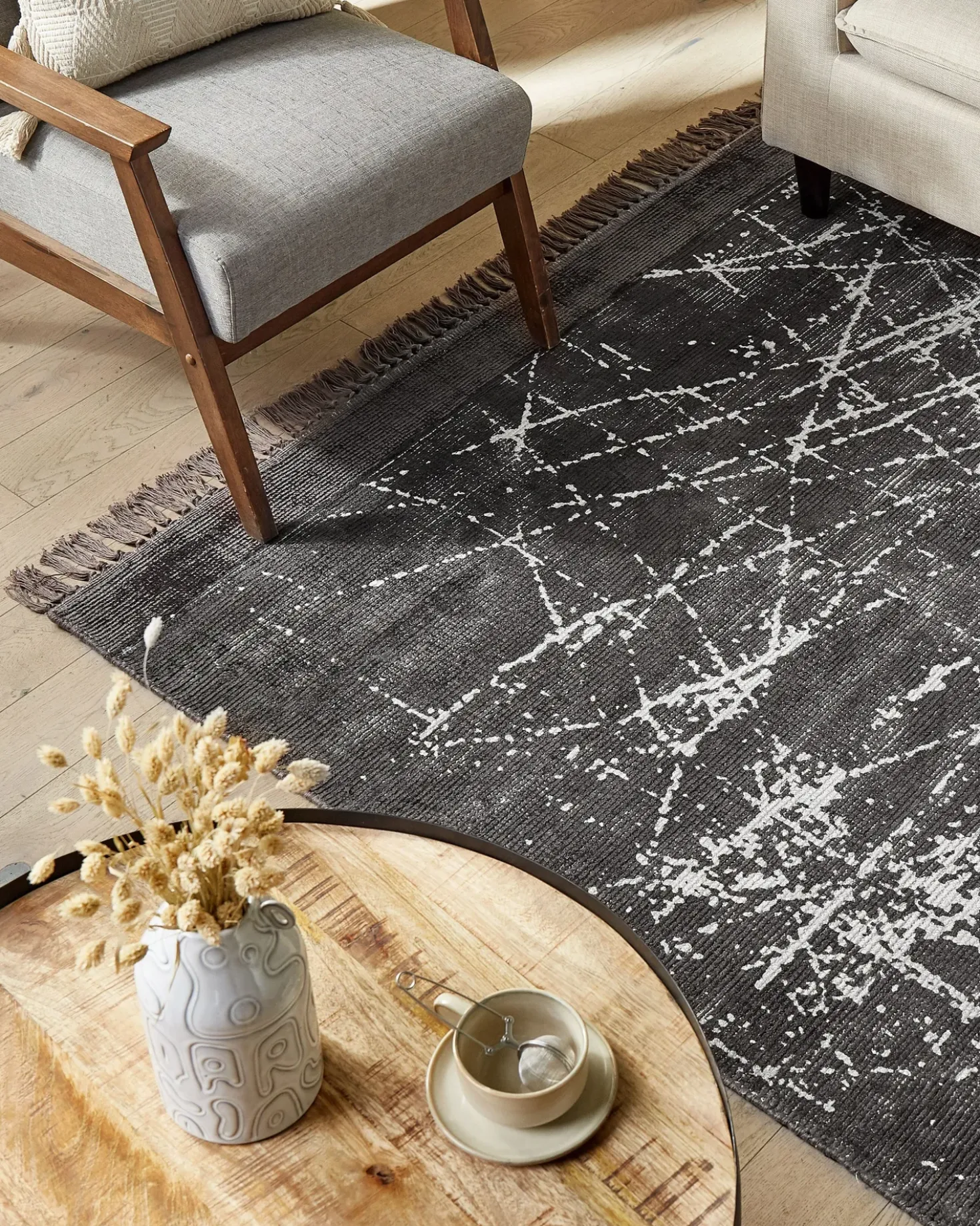 Tappeto HANLI Grigio scuro 160 x 230 cm Viscosa