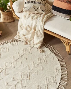 Tappeto HARRAN Beige chiaro ø 140 cm Cotone