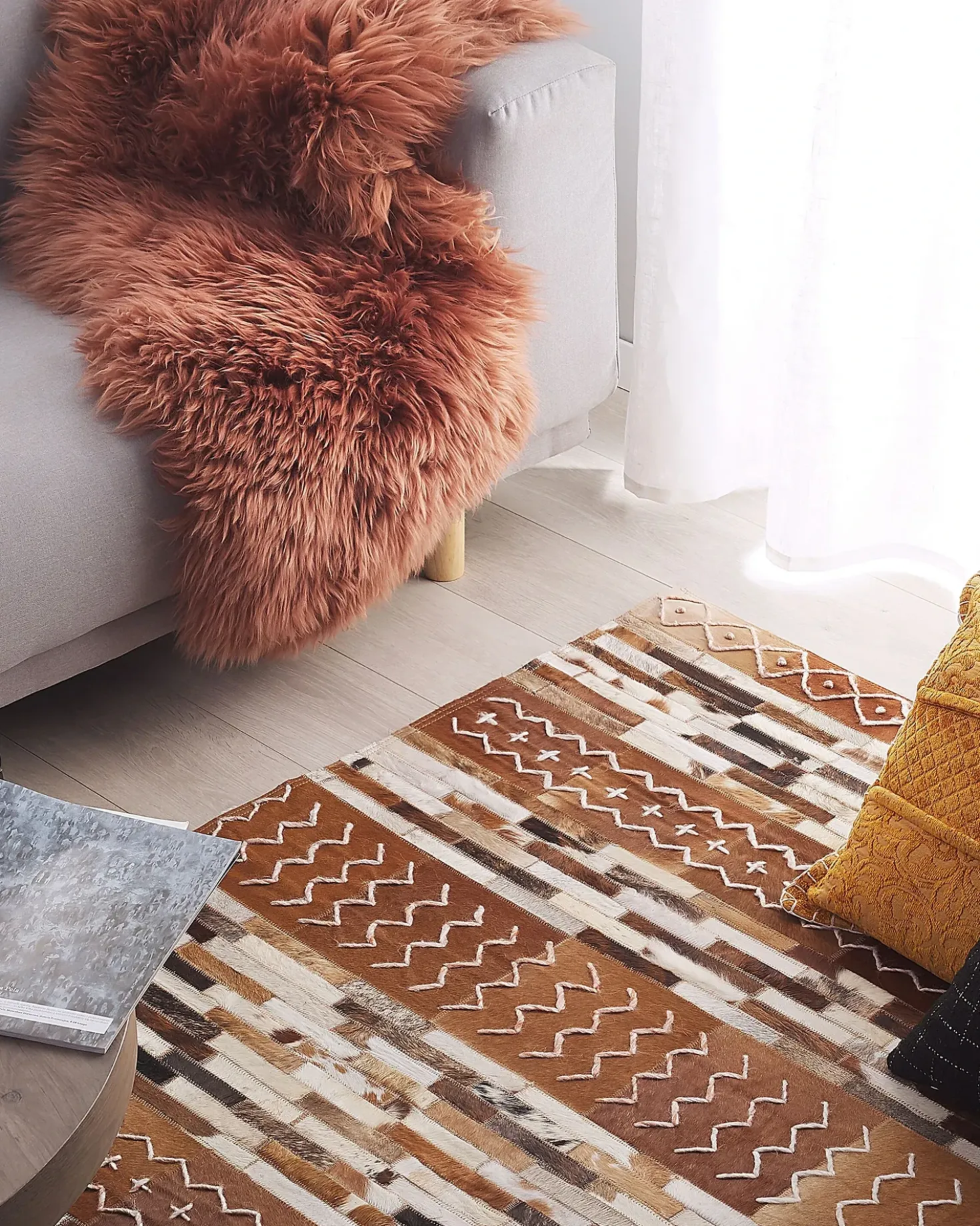 Tappeto HEREKLI Marrone 160 x 230 cm Pelle naturale