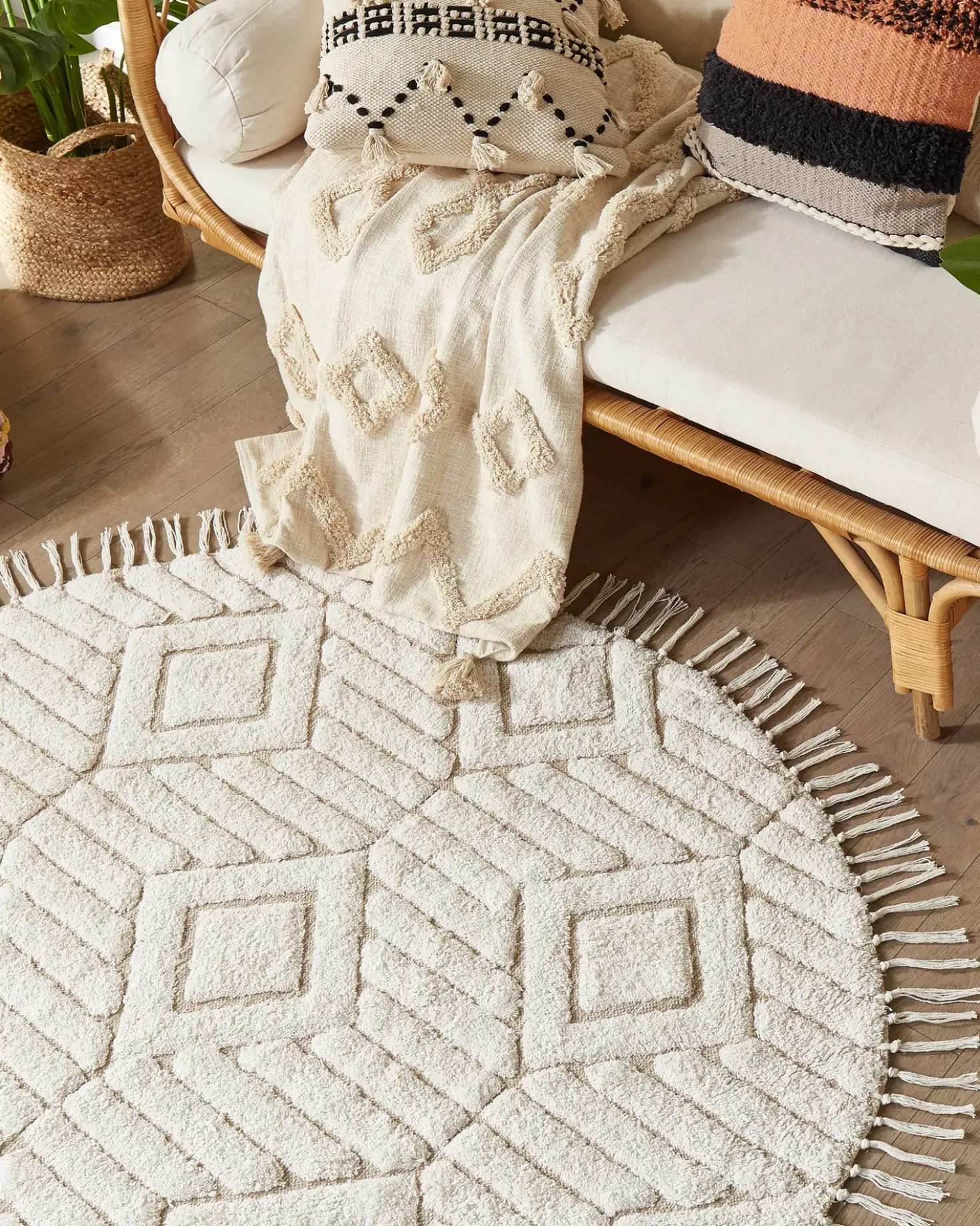 Tappeto HORASAN Beige chiaro ø 140 cm Cotone
