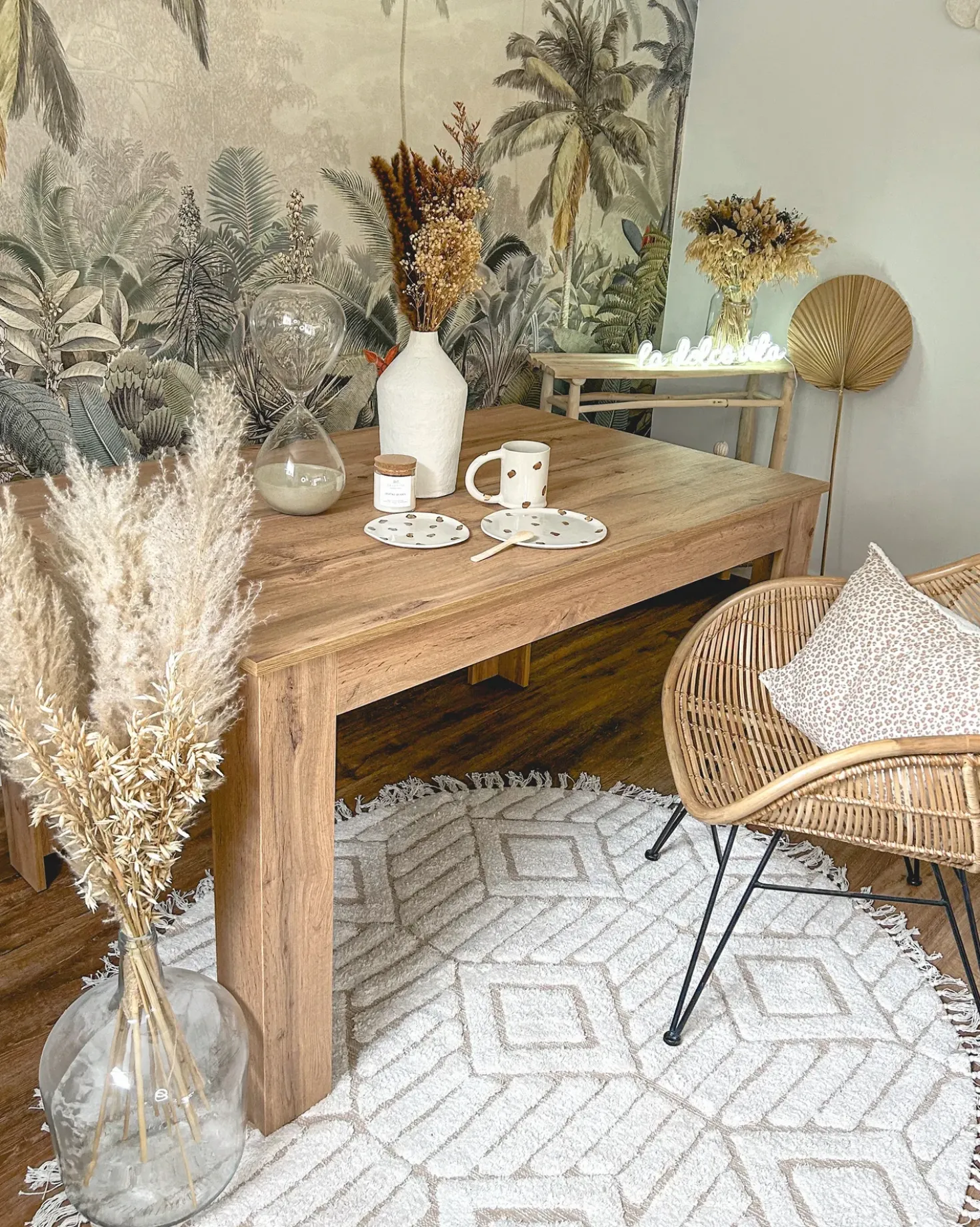 Tappeto HORASAN Beige chiaro ø 140 cm Cotone