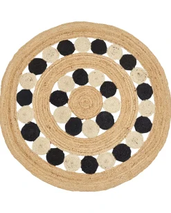 Tappeto HOVIT Nero ø 140 cm Iuta