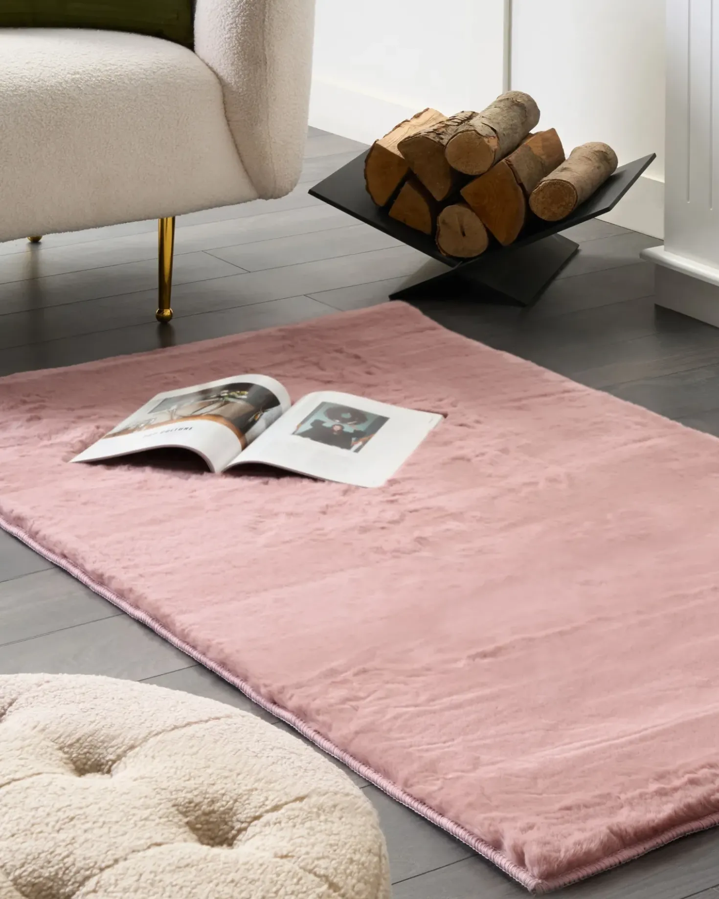 Tappeto in pelliccia sintetica MIRPUR Rosa 80 x 150 cm