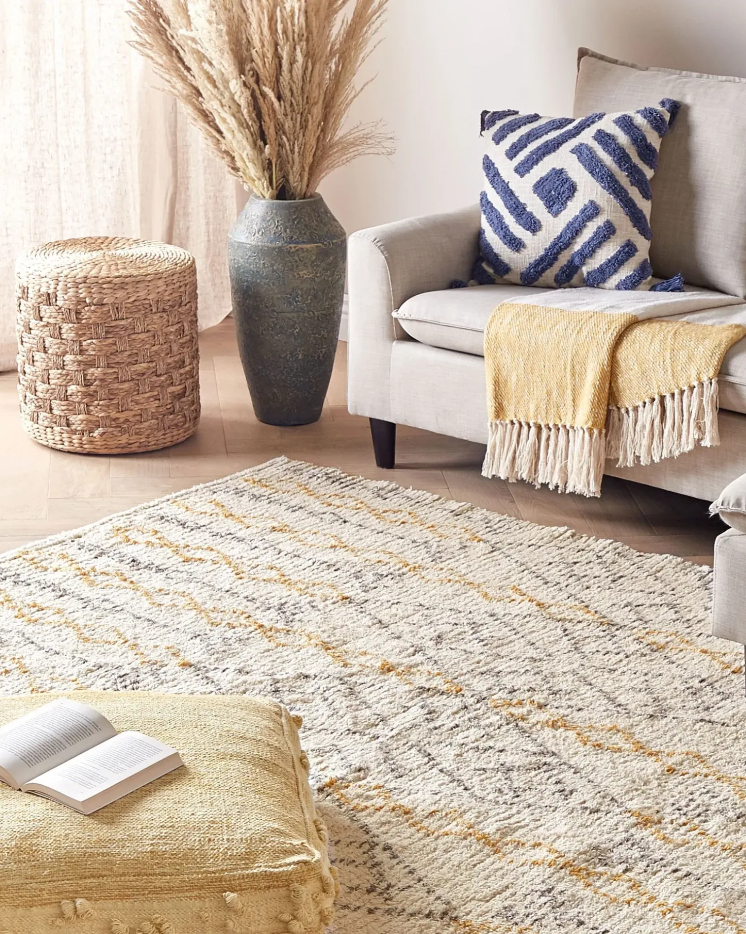 Tappeto KADAPA Beige 160 x 230 cm Cotone