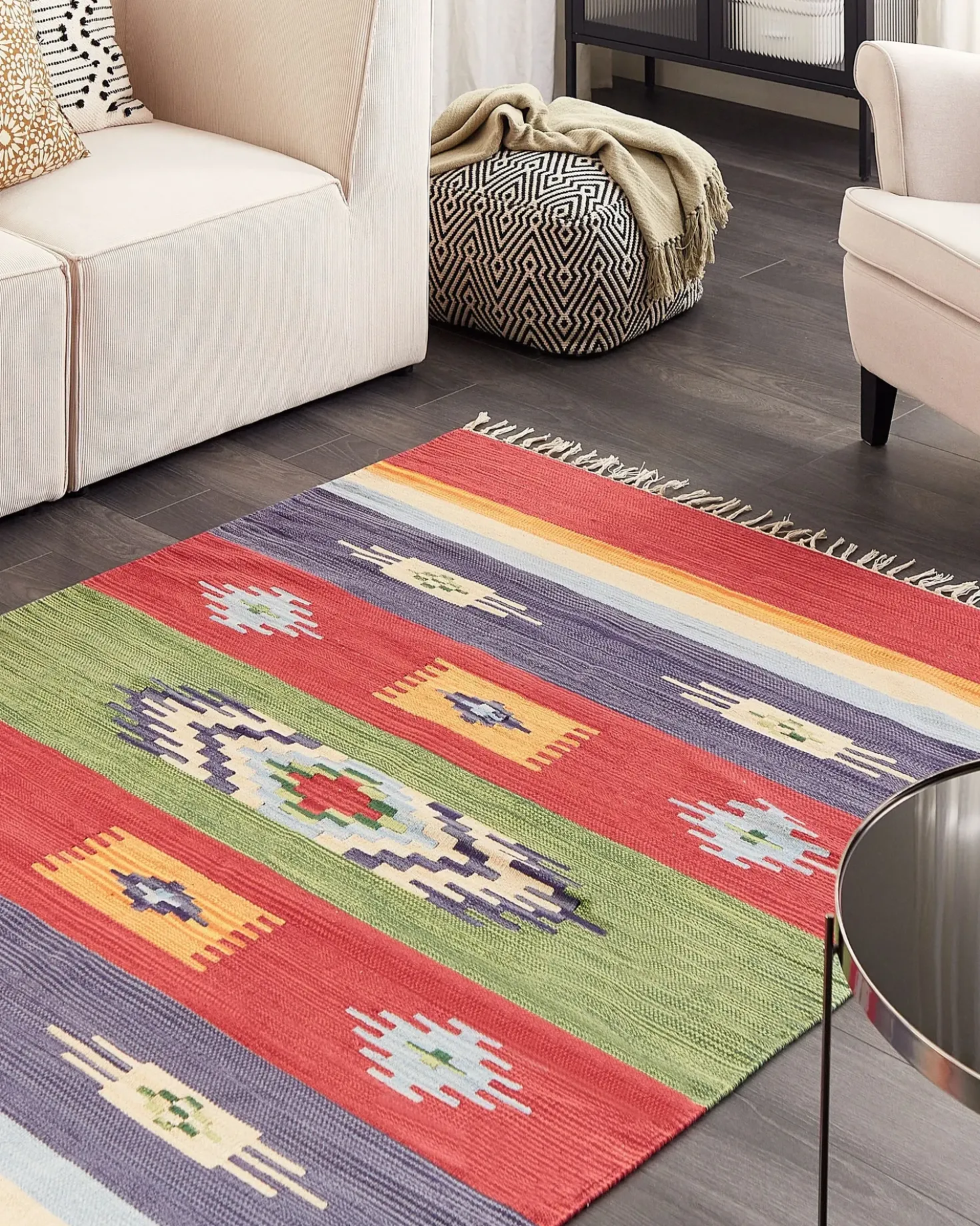 Tappeto KAMARIS Multicolore 140 x 200 cm Cotone Kilim