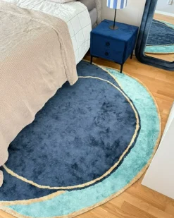 Tappeto KANRACH Blu marino 200 x 200 cm Viscosa