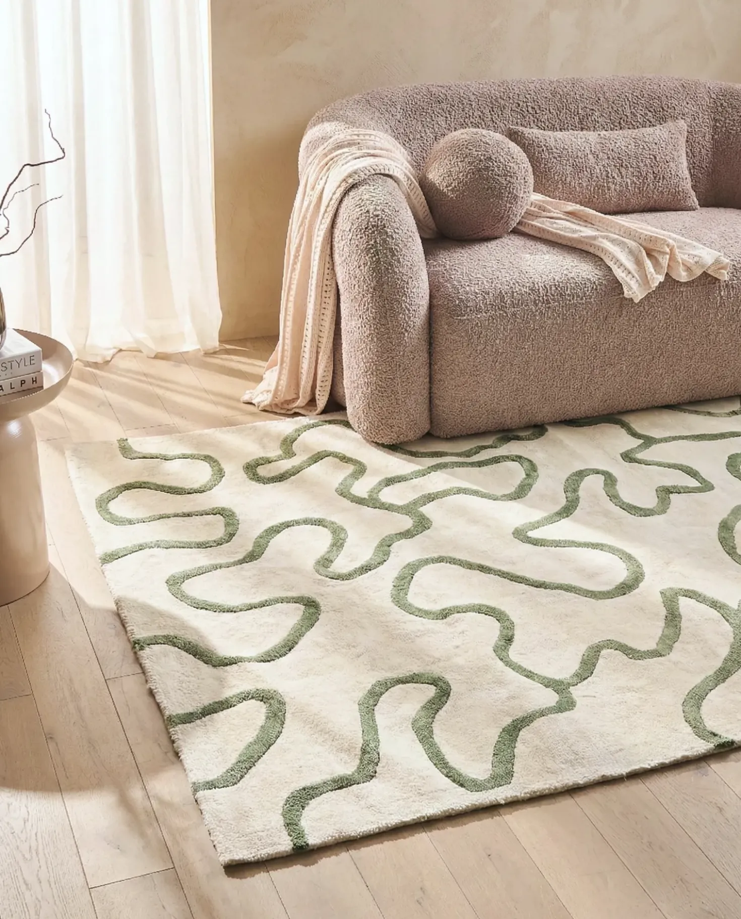 Tappeto KAPPAR Beige chiaro 160 x 230 cm Viscosa