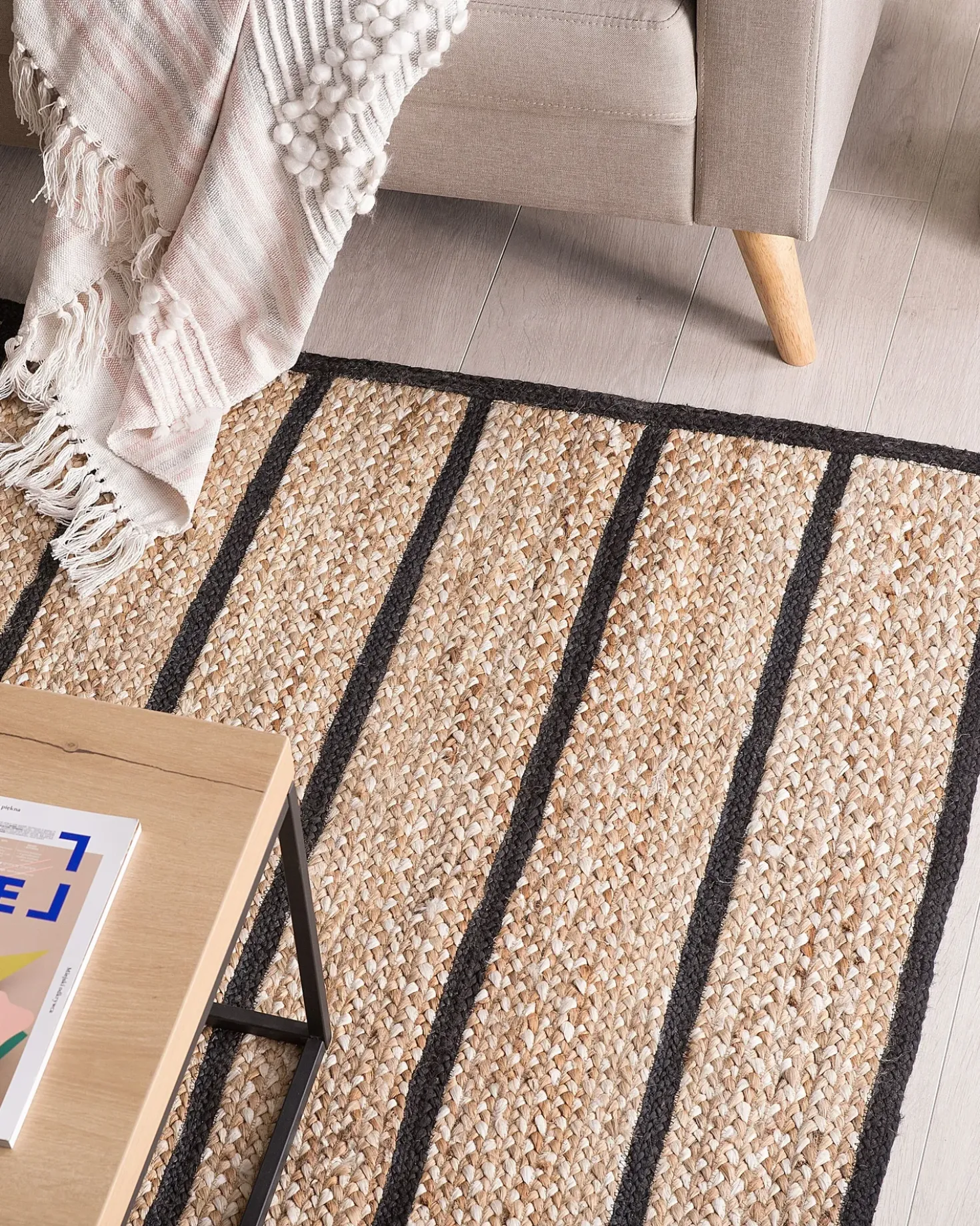 Tappeto KARADONA Beige 140 x 200 cm Iuta