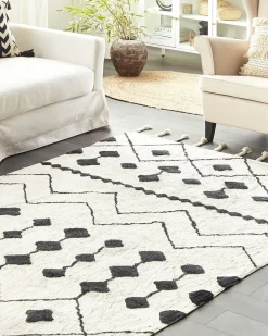 Tappeto KHEMISSET Bianco sporco 160 x 230 cm Cotone