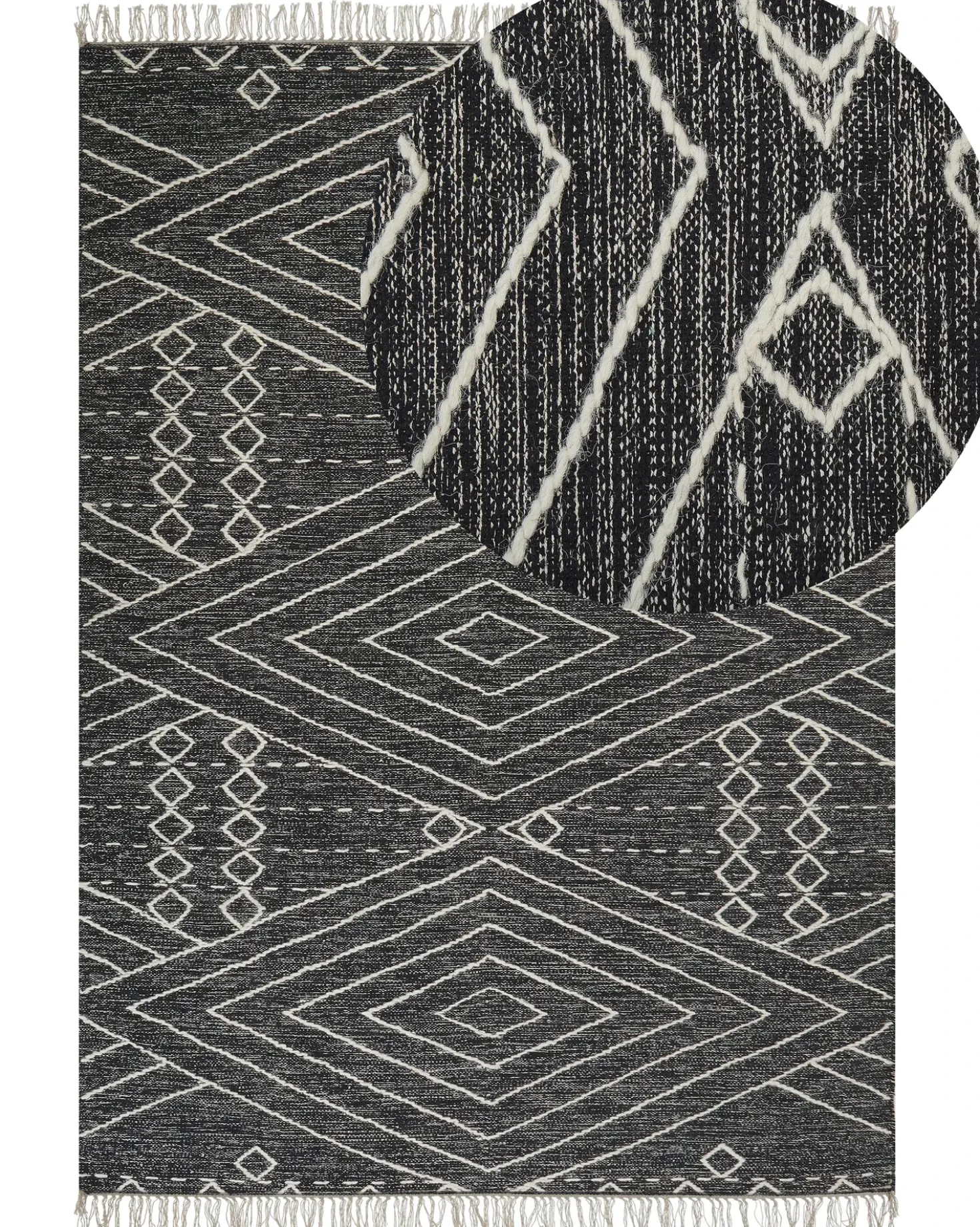 Tappeto KHENIFRA Nero 160 x 230 cm Cotone