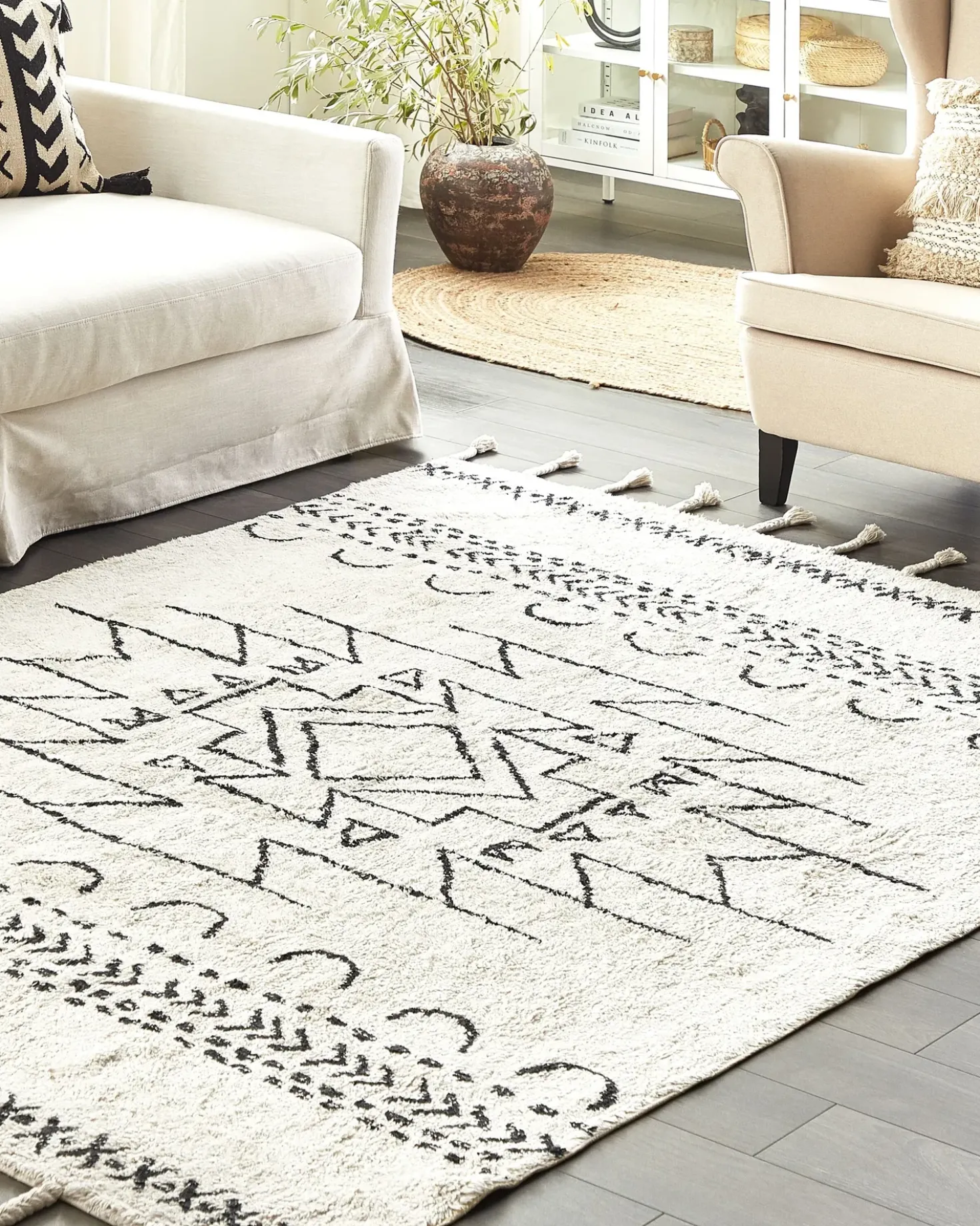 Tappeto KHOURIBGA Bianco sporco 160 x 230 cm Cotone