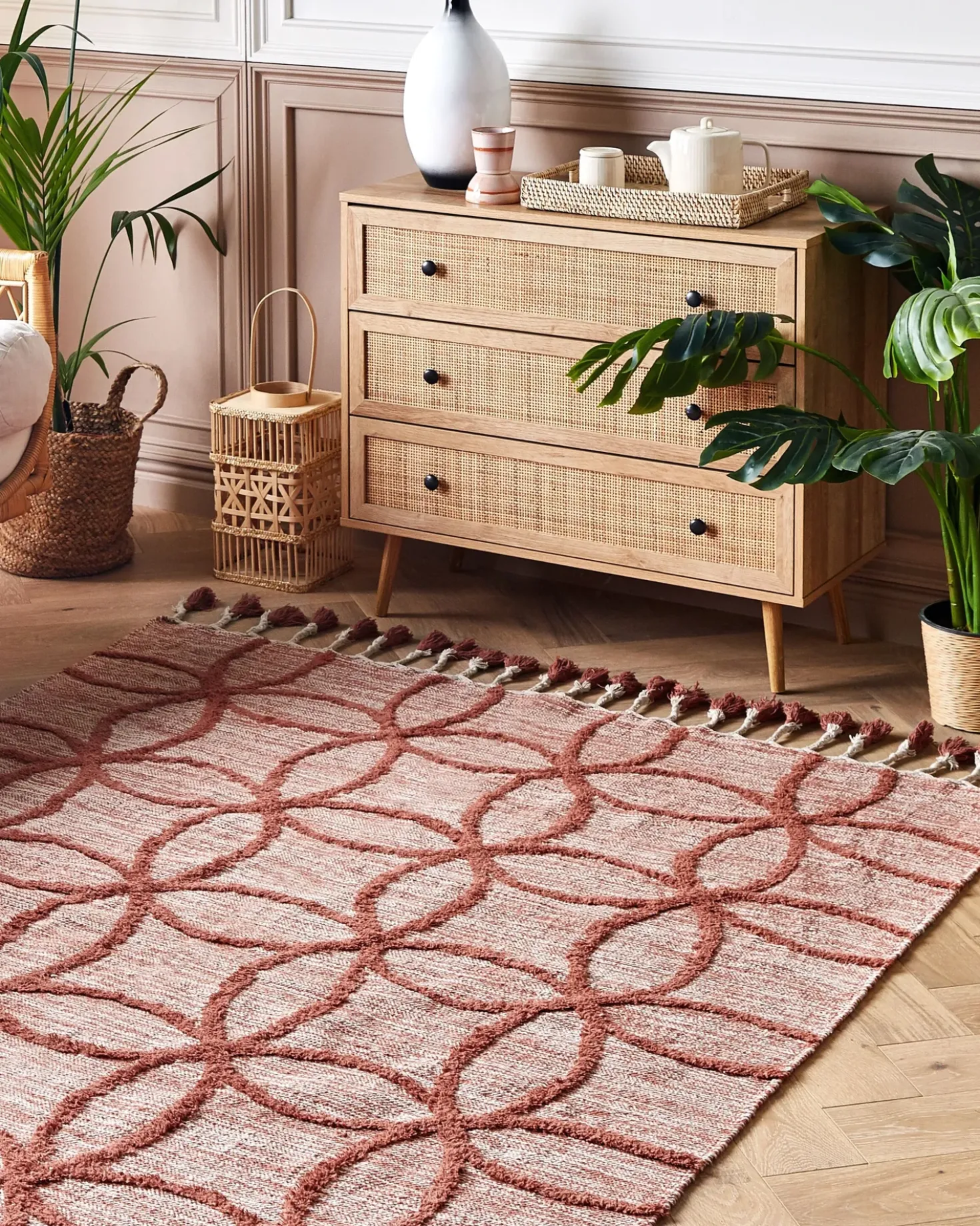 Tappeto KIRSEHIR Rosso 160 x 230 cm Cotone